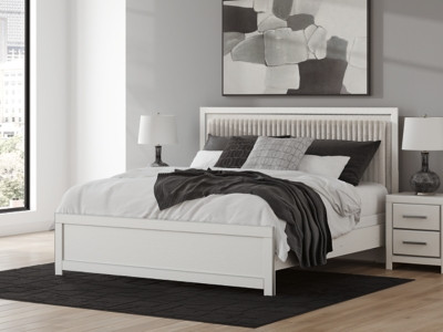 Ashley Birmonton White King Upholstered Panel Bed