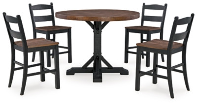 Valebeck Multi Counter Height Dining Table and 4 Barstools