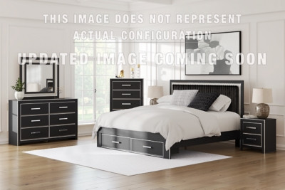 Ashley Birmonton Black King Upholstered Bed, Chest and Nightstand