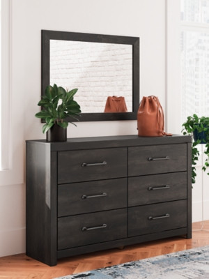 Ashley Delmorta Dark Gray Dresser and Mirror