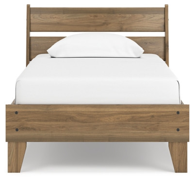 Deanlow Honey Twin Platform Panel Bed with Nightstand