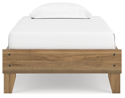 Deanlow Honey Twin Platform Bed with Nightstand