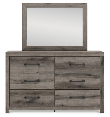Ashley Urbanoore Brown Gray Twin Panel Bed with Mirrored Dresser, Chest and 2 Nightstands