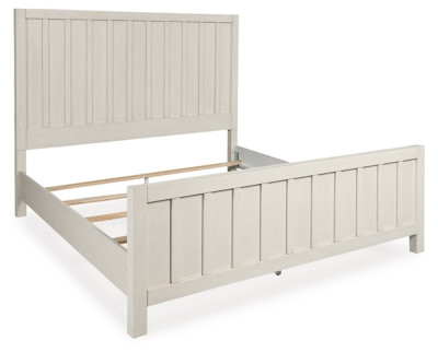 Benchcraft Shaybrock Antique White California King Panel Bed and 2 Nightstands