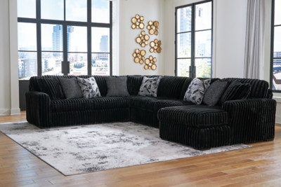 Ashley Midnight-Madness Onyx 4-Piece Sectional with Chaise 98103/66/77/17/34
