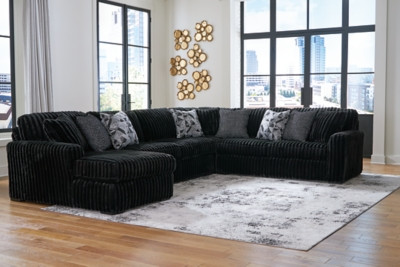 Ashley Midnight-Madness Onyx 4-Piece Sectional with Chaise 98103