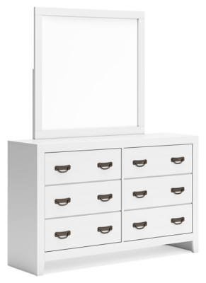 Ashley Binterglen White Full Panel Bed, Dresser, Mirror and 2 Nightstands