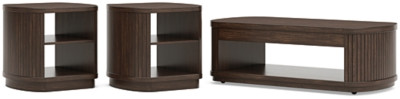 Ashley Korestone Dark Brown Coffee Table with 2 End Tables
