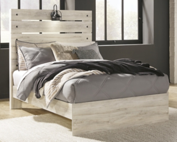 Cambeck Whitewash Full Panel Bed with Mirrored Dresser and 2 Nightstands