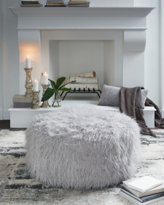 Ashley Galice Light Gray Oversized Accent Ottoman