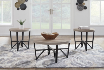 Ashley Deanlee Grayish Brown Black Table (Set of 3)