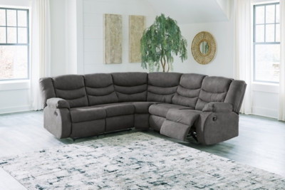 Ashley Partymate Slate 2-Piece Reclining Sectional with LAF Loveseat / RAF Loveseat