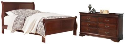 Ashley Alisdair Reddish Brown Queen Sleigh Bed with Dresser