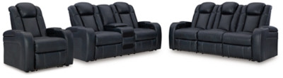 Ashley Fyne-Dyme Sapphire Sofa, Loveseat and Recliner