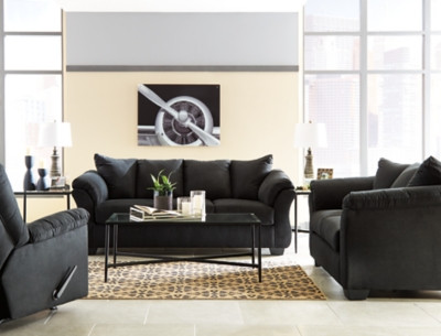 Ashley Darcy Black Sofa, Loveseat and Recliner