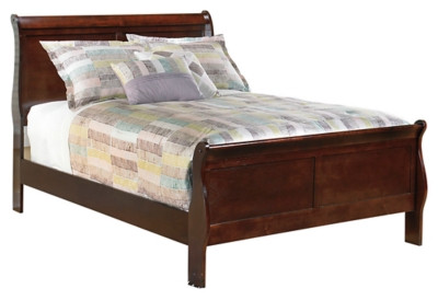 Alisdair Reddish Brown Full Sleigh Bed with Mirrored Dresser and 2 Nightstands