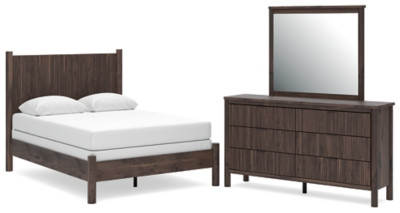 Ashley Cadmori Brown Queen Panel Bed, Dresser and Mirror