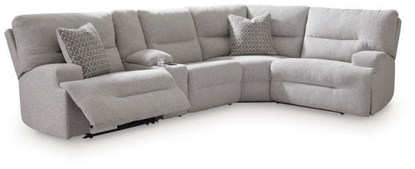 Ashley Acklen Place Pewter 5-Piece Power Reclining Sectional with Storage Console
