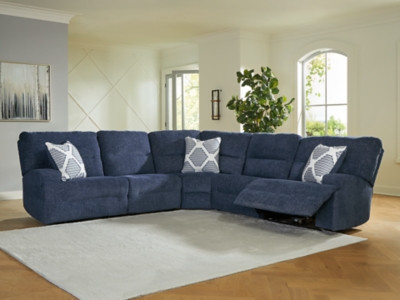 Ashley Acklen Place Navy 5-Piece Power Reclining Sectional