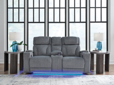 Ashley Forest Lake Steel Power Reclining Loveseat with Console
