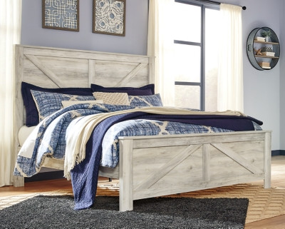 Ashley Bellaby Whitewash King Crossbuck Panel Bed