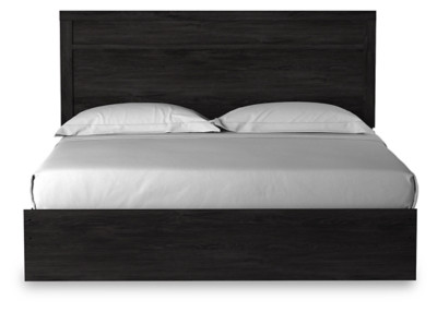 Belachime Charcoal King Panel Bed with 2 Nightstands