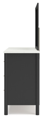 Ashley Cadmori Brown Queen Upholstered Panel Bed, Dresser, Mirror and Nightstand