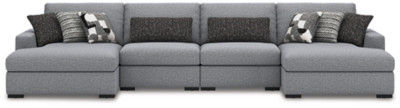 Benchcraft Bealton Salt and Pepper 4-Piece Sectional with Double Chaise