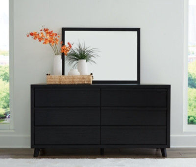 Ashley Danziar Black Dresser and Mirror
