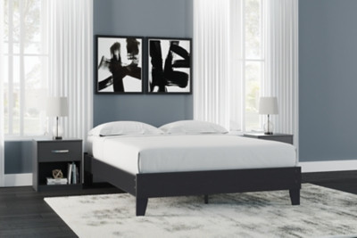Ashley Finch Black Queen Platform Bed
