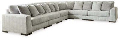 Regent Park Pewter 6-Piece Sectional with Ottoman