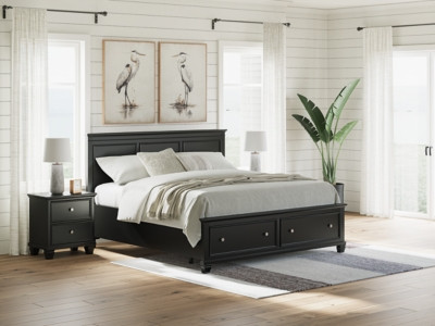 Ashley Lanolee Black King Panel Storage Bed