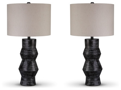 Ashley Kerbert Distressed Black 2-Piece Table Lamp Set