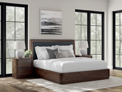 Ashley Kendamor Dark Brown King Upholstered Panel Bed
