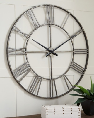 Ashley Paquita Antique Silver Wall Clock