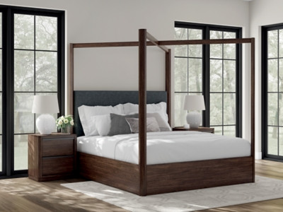 Ashley Kendamor Dark Brown California King Canopy Bed