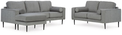 Ashley Hazela Charcoal Sofa Chaise and Loveseat