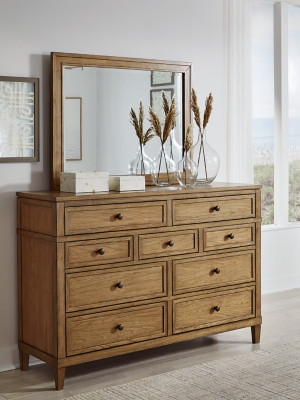 Ashley Sharlance Brown Dresser and Mirror