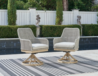 Ashley Seton Creek Gray Outdoor Swivel Dining Chair (Set of 2)