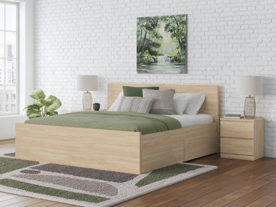 Ashley Onita Natural Queen Panel Platform Bed with 2 Side Storage