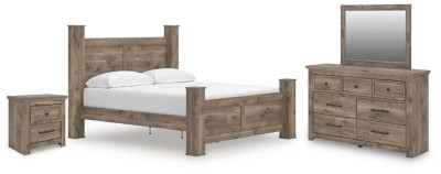 Ashley Keithland Brown King Poster Bed, Dresser, Mirror and Nightstand