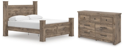 Ashley Keithland Brown California King Poster Bed with Dresser