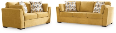 Ashley Keerwick Sunflower Sofa and Loveseat