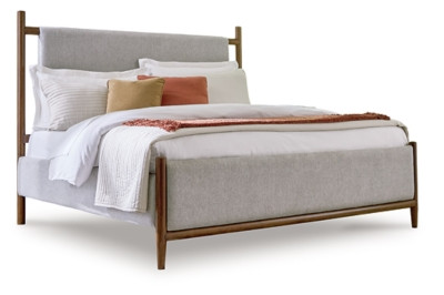 Ashley Lyncott Brown Queen Upholstered Panel Bed