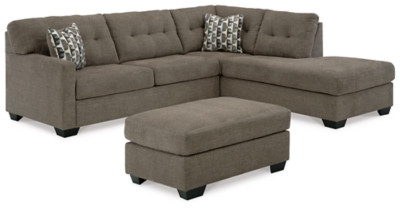 Ashley Mahoney Chocolate 2-Piece Sectional with LAF Sofa / RAF Chaise and Ottoman