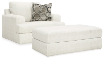 Ashley Karinne Linen Chair and Ottoman