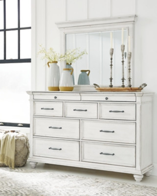 Benchcraft Kanwyn Whitewash Dresser and Mirror