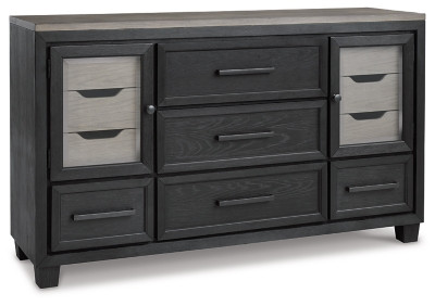 Foyland Black Brown California King Panel Storage Bed with Dresser