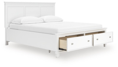 Ashley Fortman White California King Panel Storage Bed