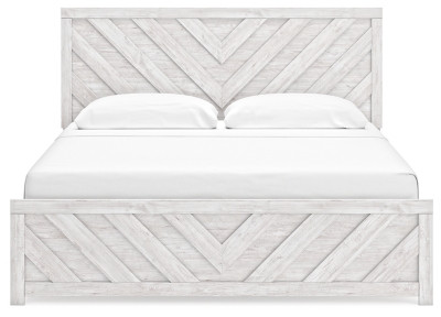 Ashley Cayboni Whitewash King Panel Bed and 2 Nightstands